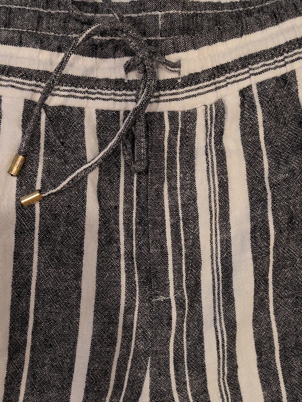 Ellen Tracy Charcy Gray & White Vertical Stripe Linen Blend Pant Large - Picture 5 of 11